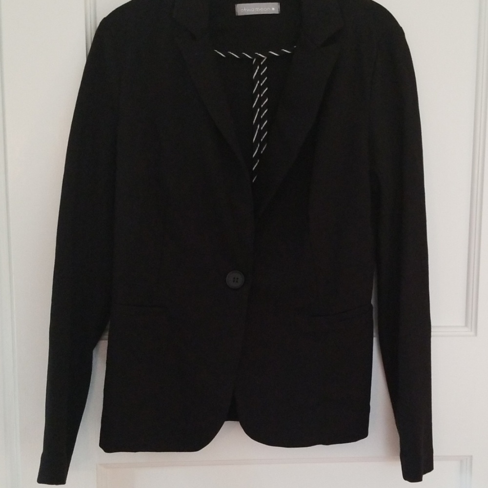 Olivia Moon black knit blazer jacket